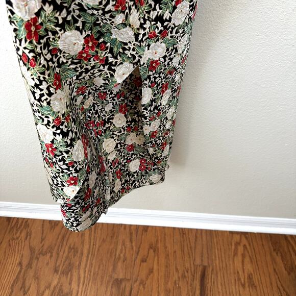 VIntage LA Intimates Satin Slip Floral Dress Lace Open Back Slit - Picture 5 of 10